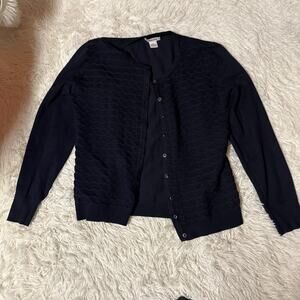 Estrna jane Ribbed women’s sweater cardigan blue button xl